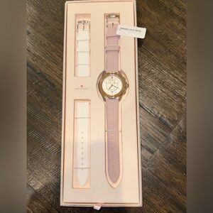 Michele Women's Pink and White Strap Watch